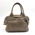 Prada Vitello Shine Bowlet Calfskin Gray Handbag Gold