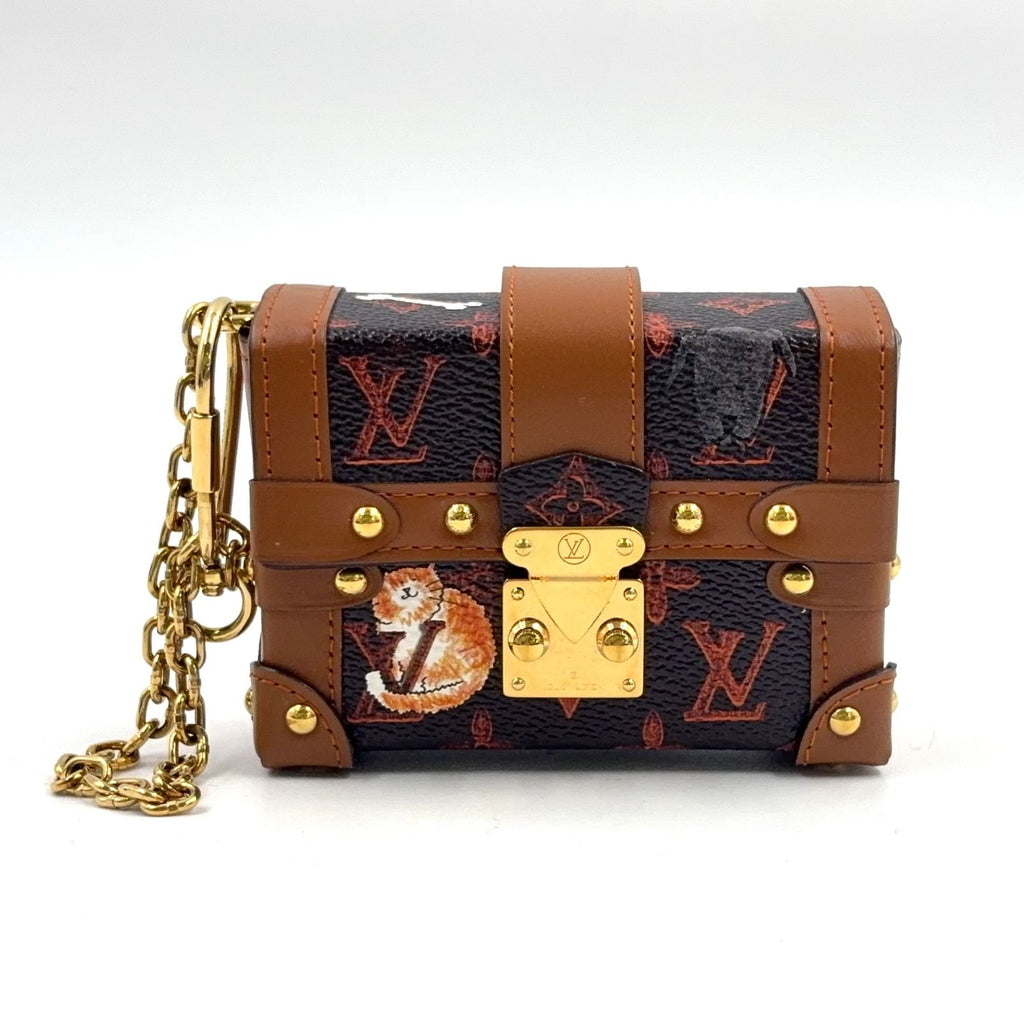 Louis Vuitton Essential Trunk Catgram Leather Brown Black Back Charm Gold