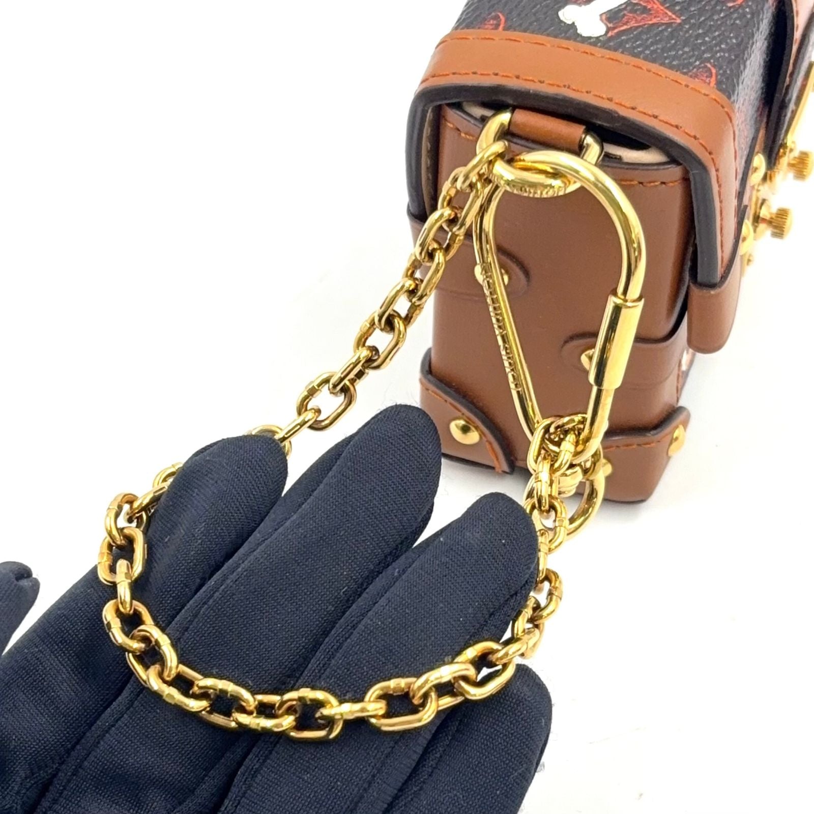 Louis Vuitton Essential Trunk Catgram Leather Brown Black Back Charm Gold — view 5
