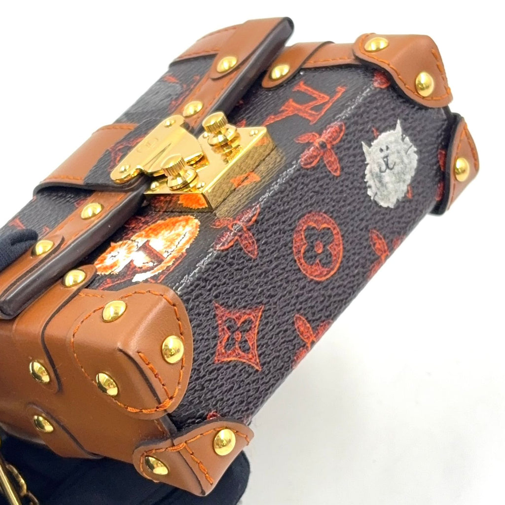 Louis Vuitton Essential Trunk Catgram Leather Brown Black Back Charm Gold — view 6