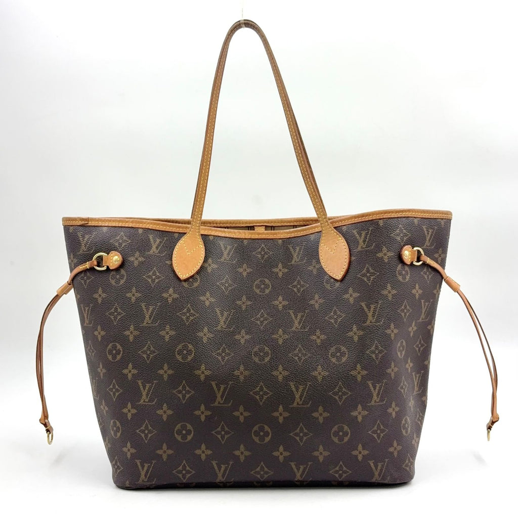 Louis Vuitton Neverfull MM Monogram Leather Brown Tote Bag Gold