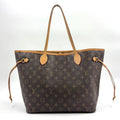 Louis Vuitton Neverfull MM Monogram Leather Brown Tote Bag Gold