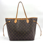 Louis Vuitton Neverfull MM Monogram Leather Brown Tote Bag Gold