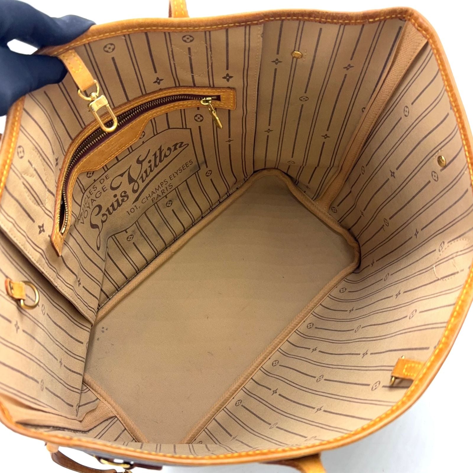 Louis Vuitton Neverfull MM Monogram Leather Brown Tote Bag Gold — view 3