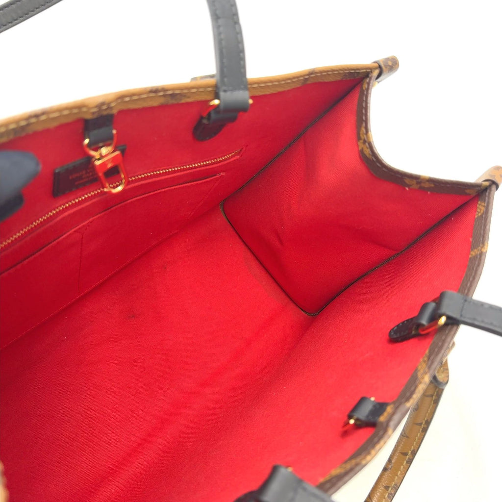 Louis Vuitton On The Go MM Monogram Giant Leather Brown Black Light Tote Bag Gold — view 8