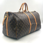 Louis Vuitton Keepall Bandouliere 60 Monogram Leather Brown Light Boston Bag — view 2