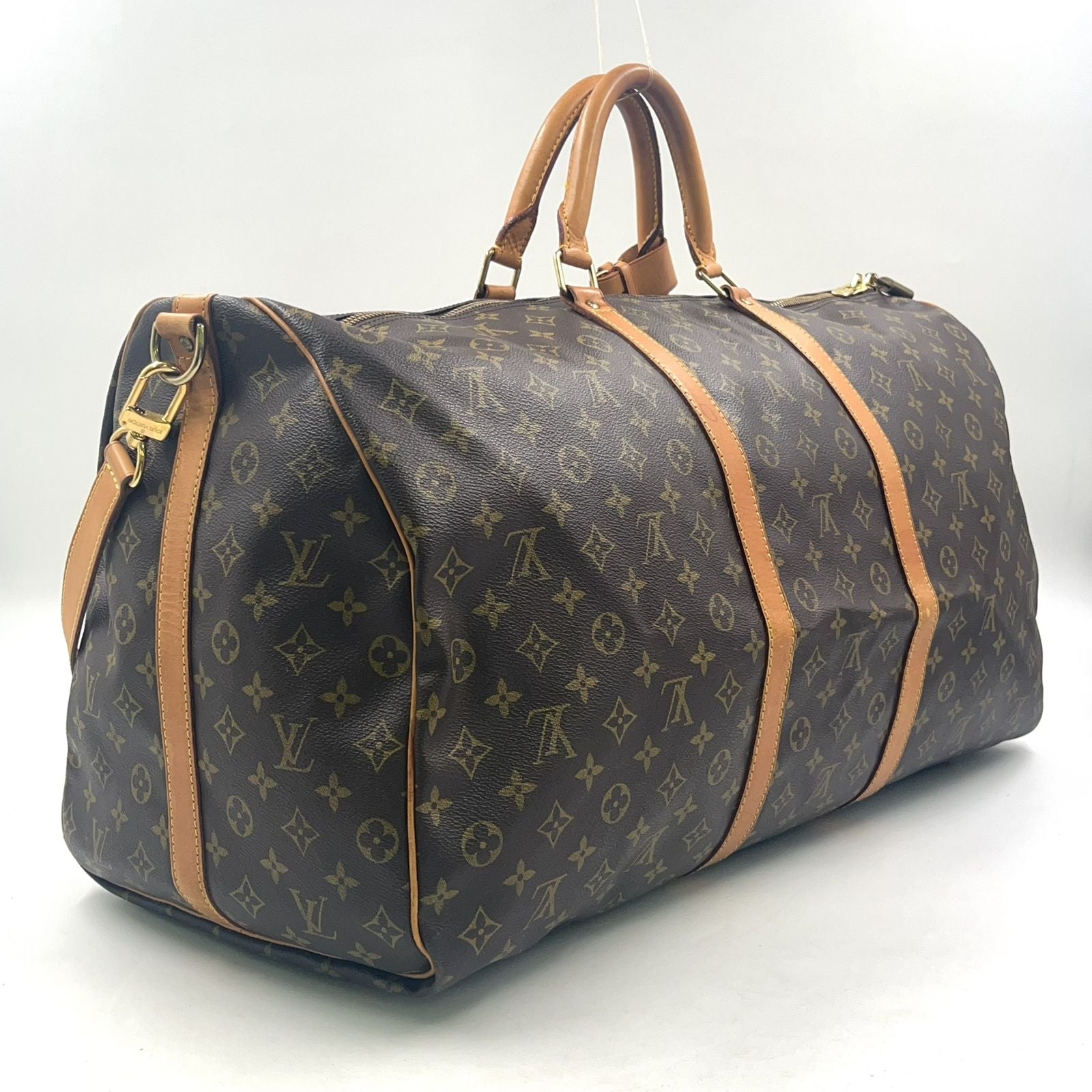 Louis Vuitton Keepall Bandouliere 60 Monogram Leather Brown Light Boston Bag — view 2