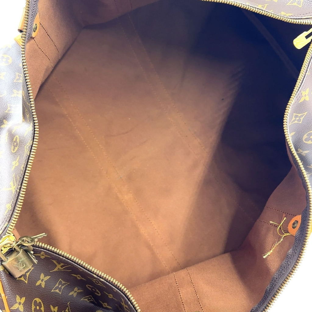 Louis Vuitton Keepall Bandouliere 60 Monogram Leather Brown Light Boston Bag — view 3