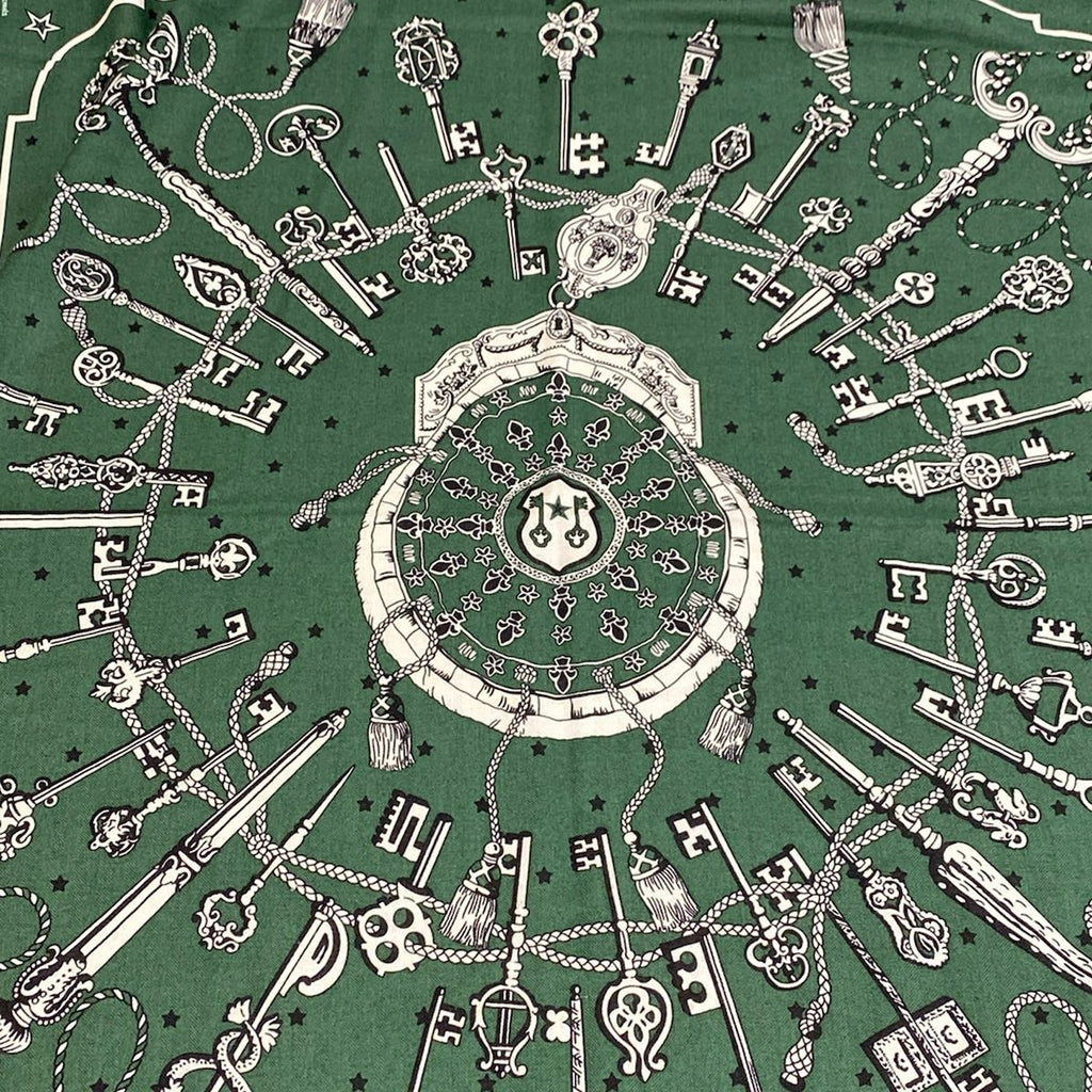 Hermes Shawl Carre Geant 140 Green les Cles Bandana Cashmere Silk Scarf — view 6