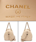 Chanel 2-Way Chain Shoulder Bag Mini Crossbody Gold Caviar Leather Quilted — view 4