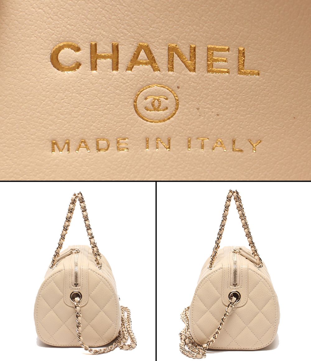 Chanel 2-Way Chain Shoulder Bag Mini Crossbody Gold Caviar Leather Quilted — view 4