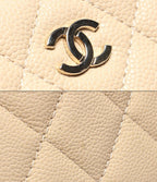 Chanel 2-Way Chain Shoulder Bag Mini Crossbody Gold Caviar Leather Quilted — view 6