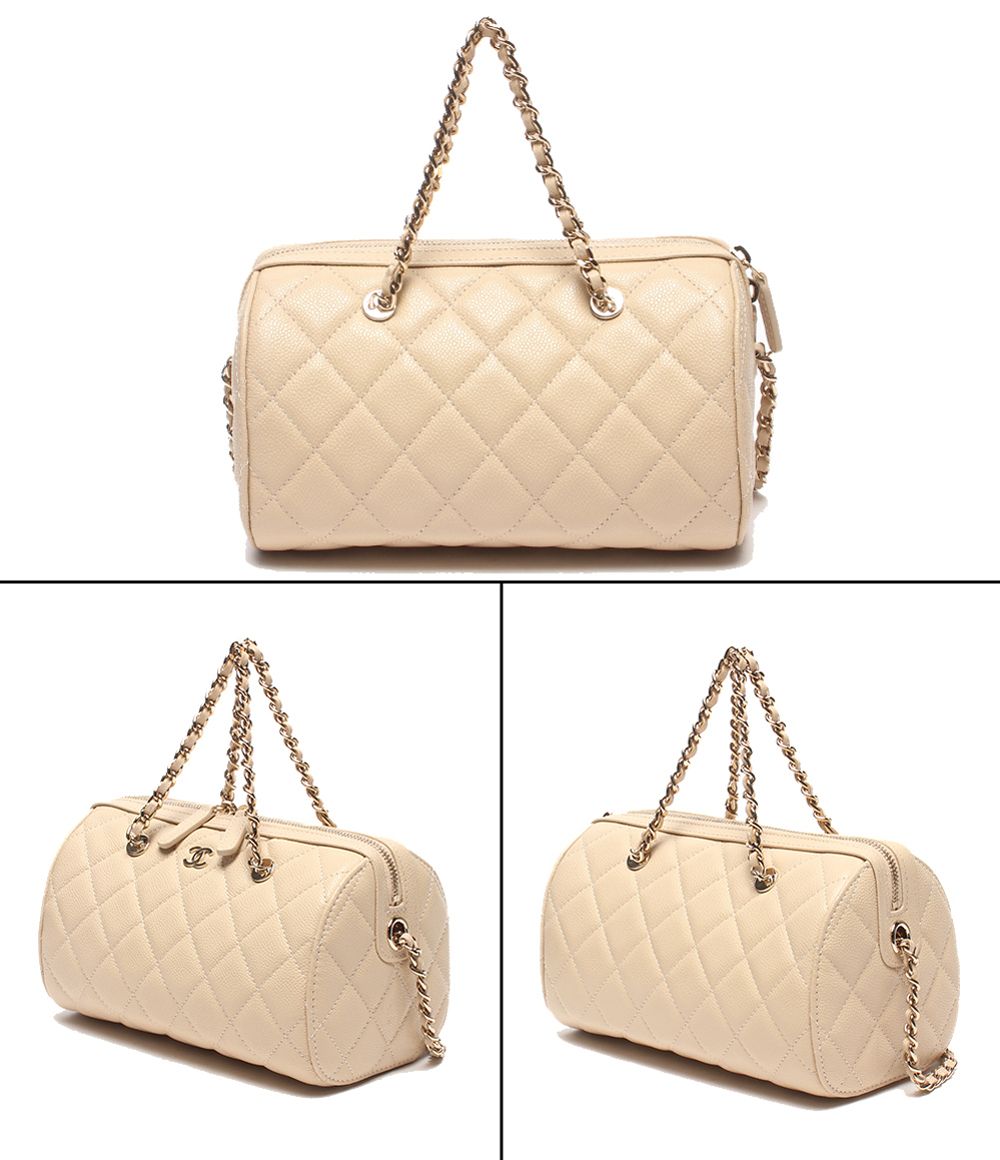 Chanel 2-Way Chain Shoulder Bag Mini Crossbody Gold Caviar Leather Quilted — view 2