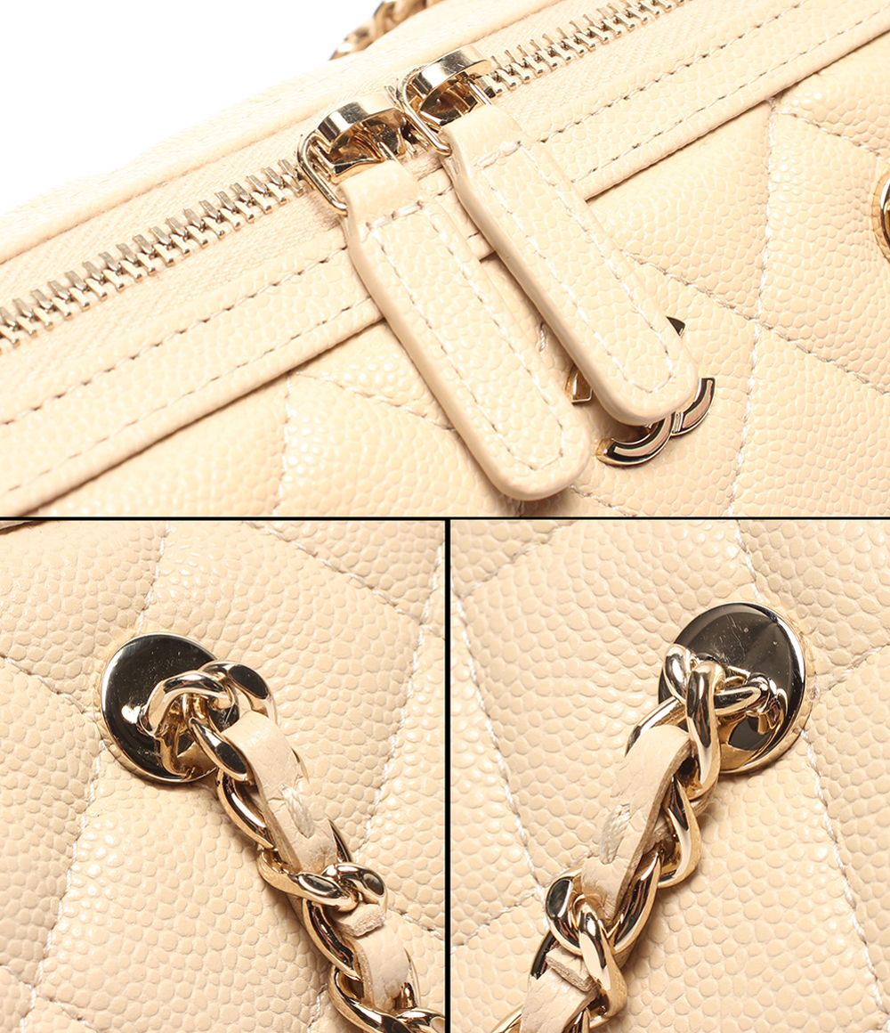 Chanel 2-Way Chain Shoulder Bag Mini Crossbody Gold Caviar Leather Quilted — view 7