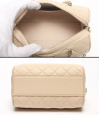 Chanel 2-Way Chain Shoulder Bag Mini Crossbody Gold Caviar Leather Quilted — view 3