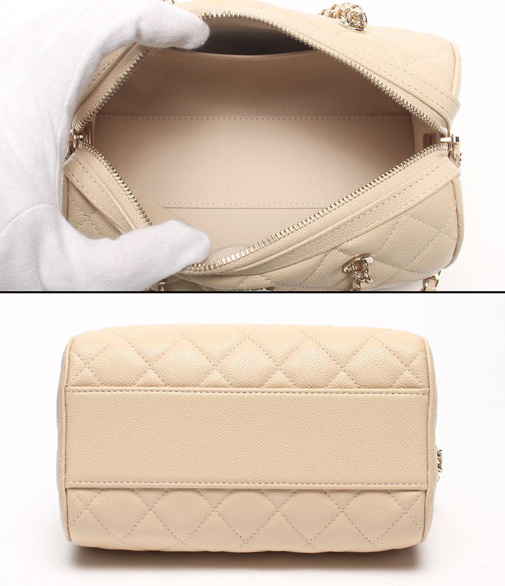 Chanel 2-Way Chain Shoulder Bag Mini Crossbody Gold Caviar Leather Quilted — view 3