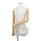 Prada Shoulder Bag Saffiano Leather Triangle Logo White — view 4