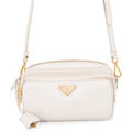 Prada Shoulder Bag Saffiano Leather Triangle Logo White