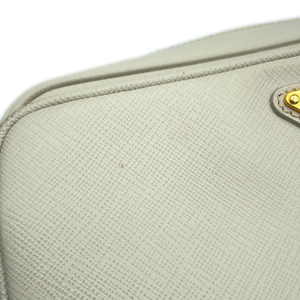 Prada Shoulder Bag Saffiano Leather Triangle Logo White — view 7