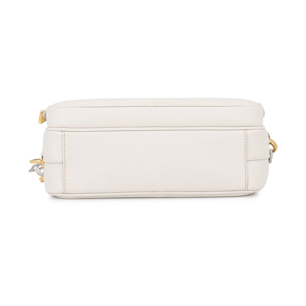 Prada Shoulder Bag Saffiano Leather Triangle Logo White — view 3