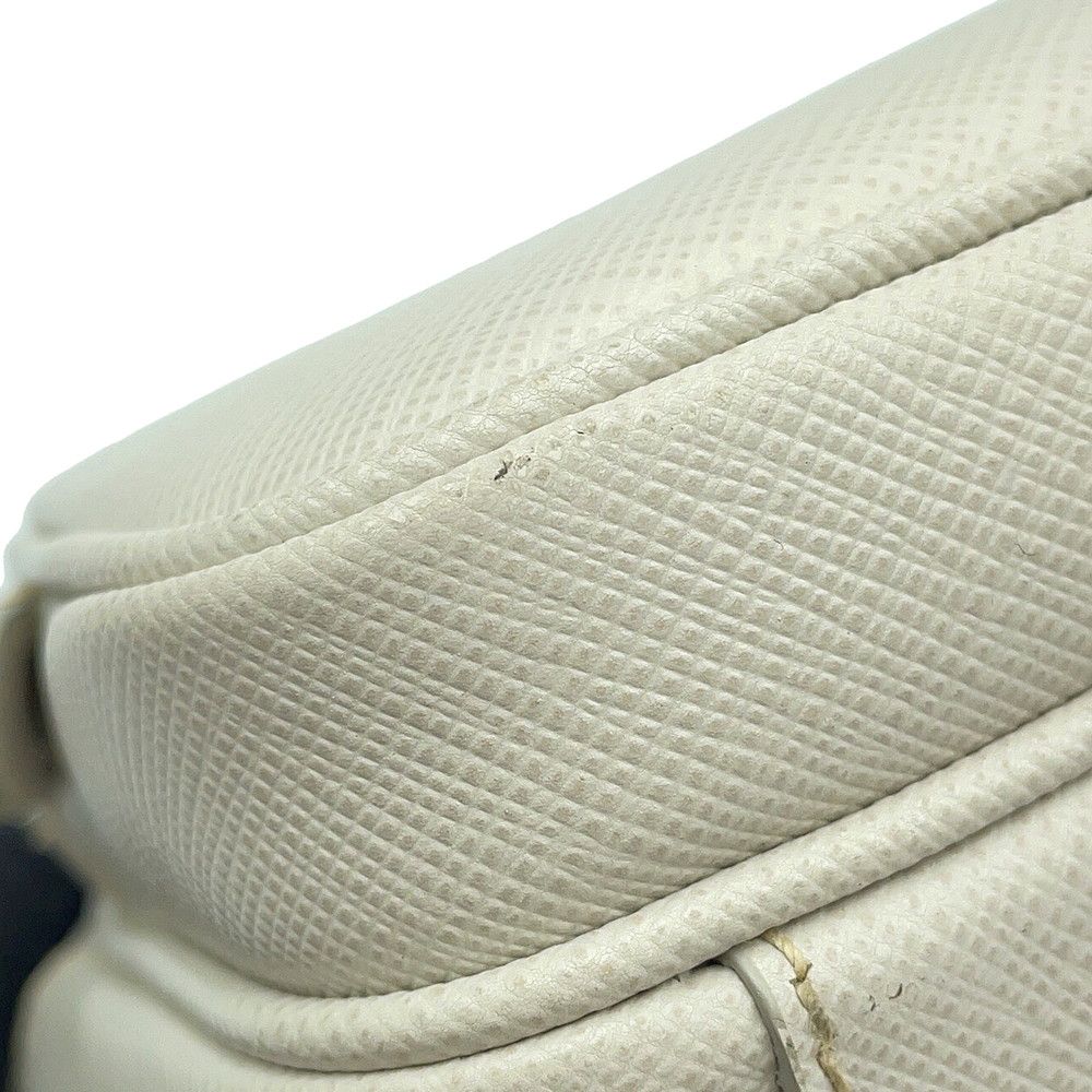 Prada Shoulder Bag Saffiano Leather Triangle Logo White — view 6
