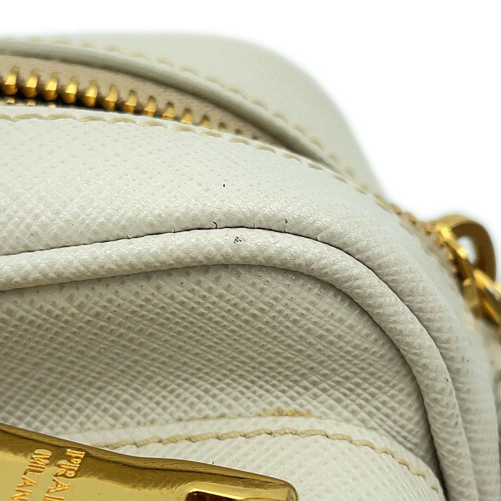 Prada Shoulder Bag Saffiano Leather Triangle Logo White — view 8
