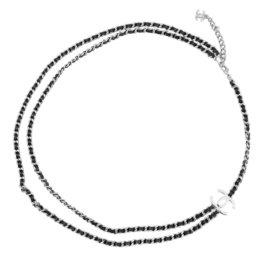 Chanel Necklace CC Logo Chain Long B 25 P Black — view 3