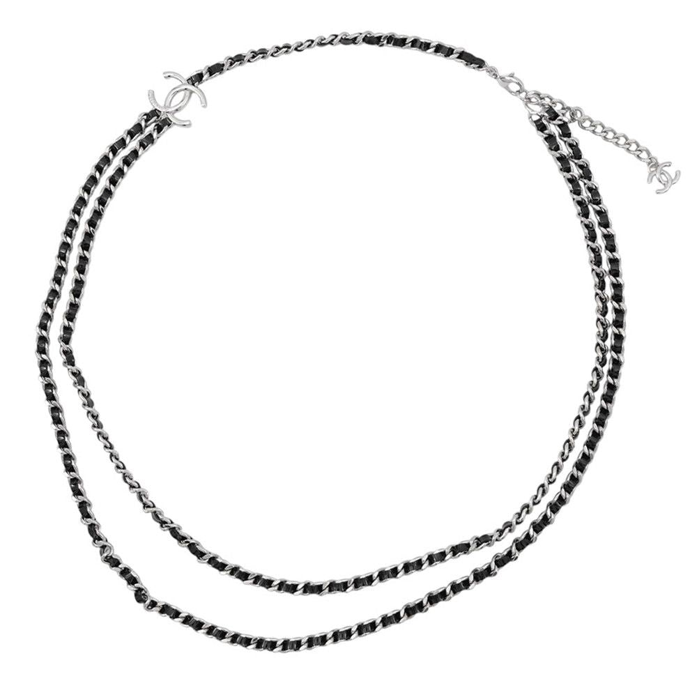 Chanel Necklace CC Logo Chain Long B 25 P Black