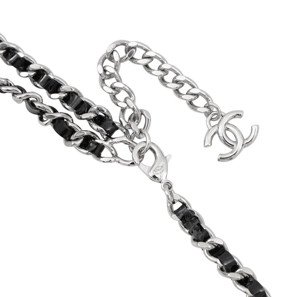 Chanel Necklace CC Logo Chain Long B 25 P Black — view 4
