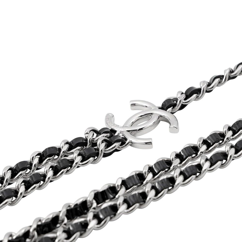 Chanel Necklace CC Logo Chain Long B 25 P Black — view 2