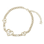Chanel Necklace CC Logo Heart Choker Metal Rhinestone