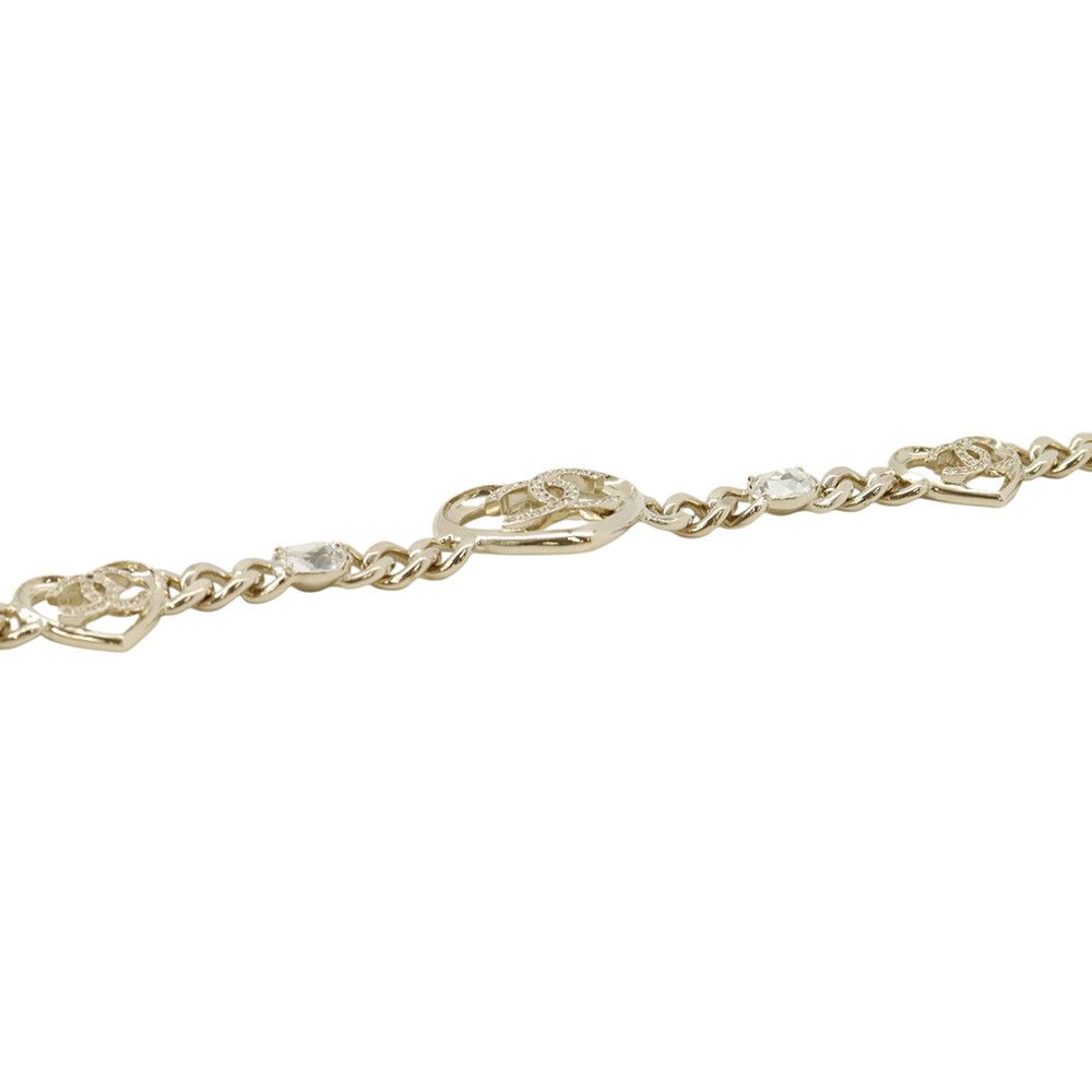 Chanel Necklace CC Logo Heart Choker Metal Rhinestone — view 3