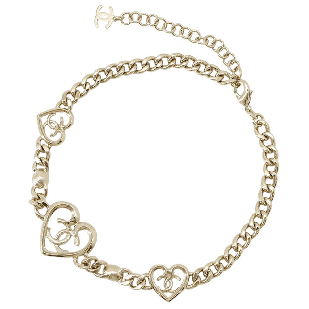 Chanel Necklace CC Logo Heart Choker Metal Rhinestone — view 4