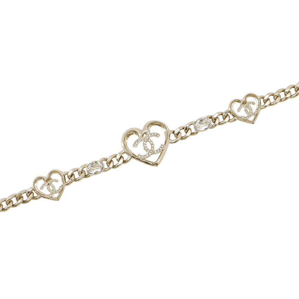 Chanel Necklace CC Logo Heart Choker Metal Rhinestone — view 2