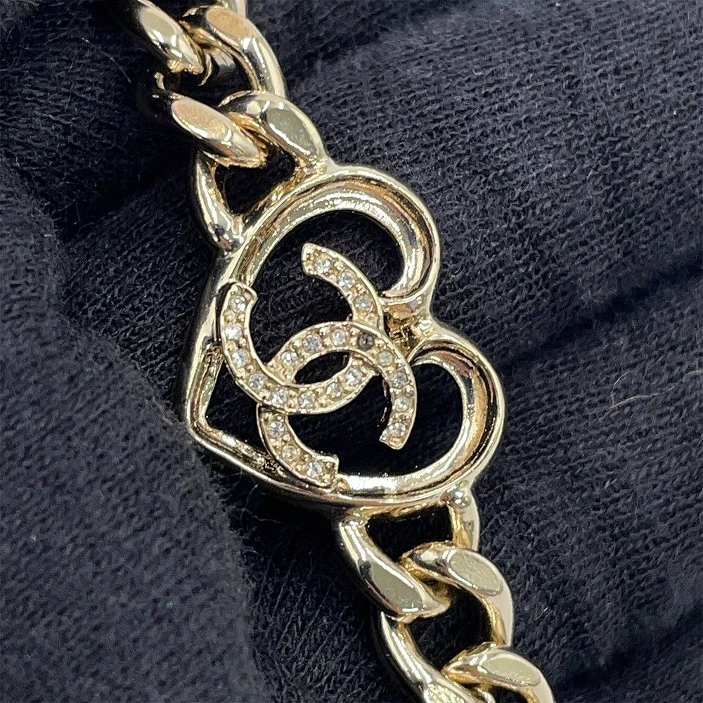 Chanel Necklace CC Logo Heart Choker Metal Rhinestone — view 8