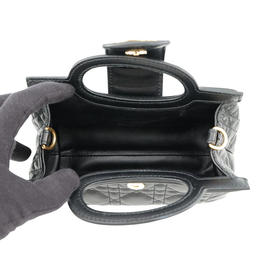 Dior Handbag Cannage Jolie Mini Lambskin 2-Way Black — view 6