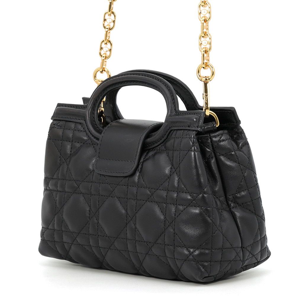 Dior Handbag Cannage Jolie Mini Lambskin 2-Way Black — view 2