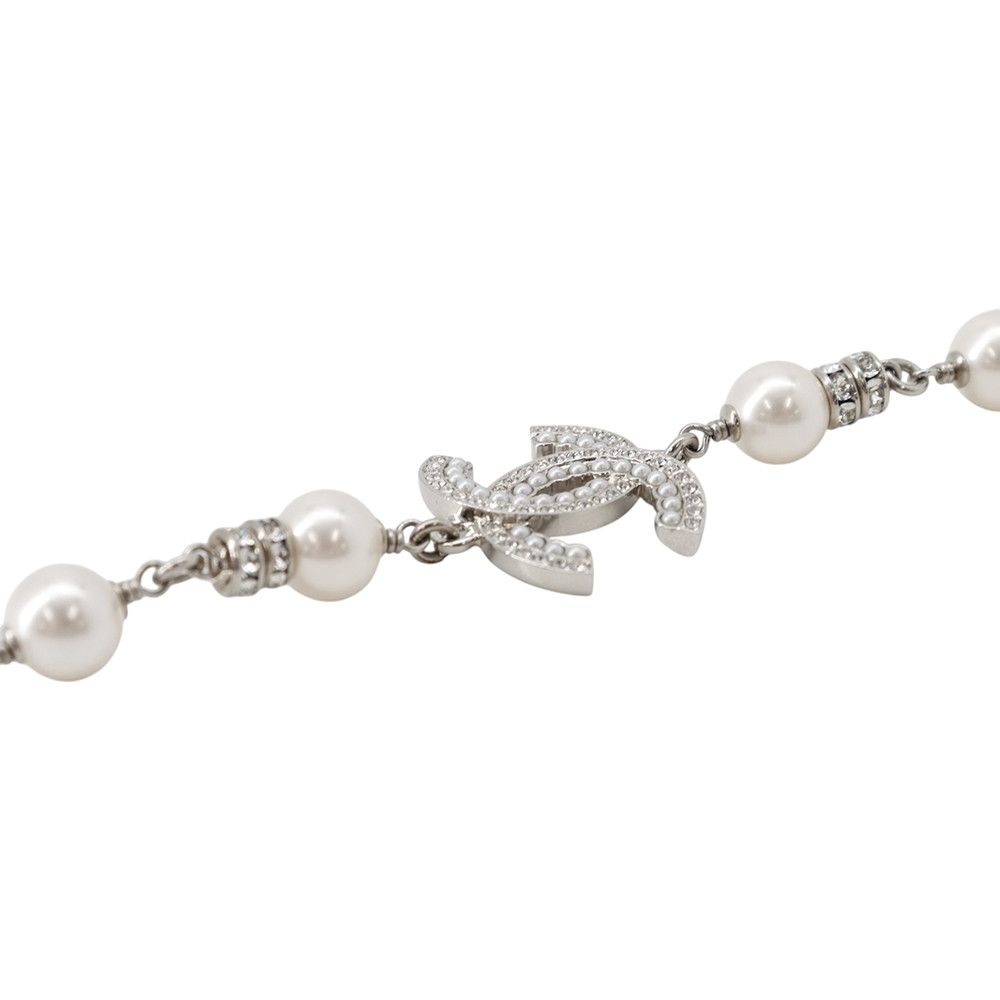 Chanel Necklace CC Logo Faux Pearl Rhinestone — view 2