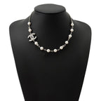 Chanel Necklace CC Logo Faux Pearl Rhinestone — view 4