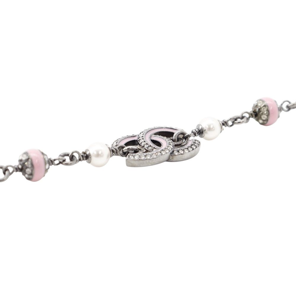 Chanel Necklace CC Logo Faux Pearl Rhinestone — view 2