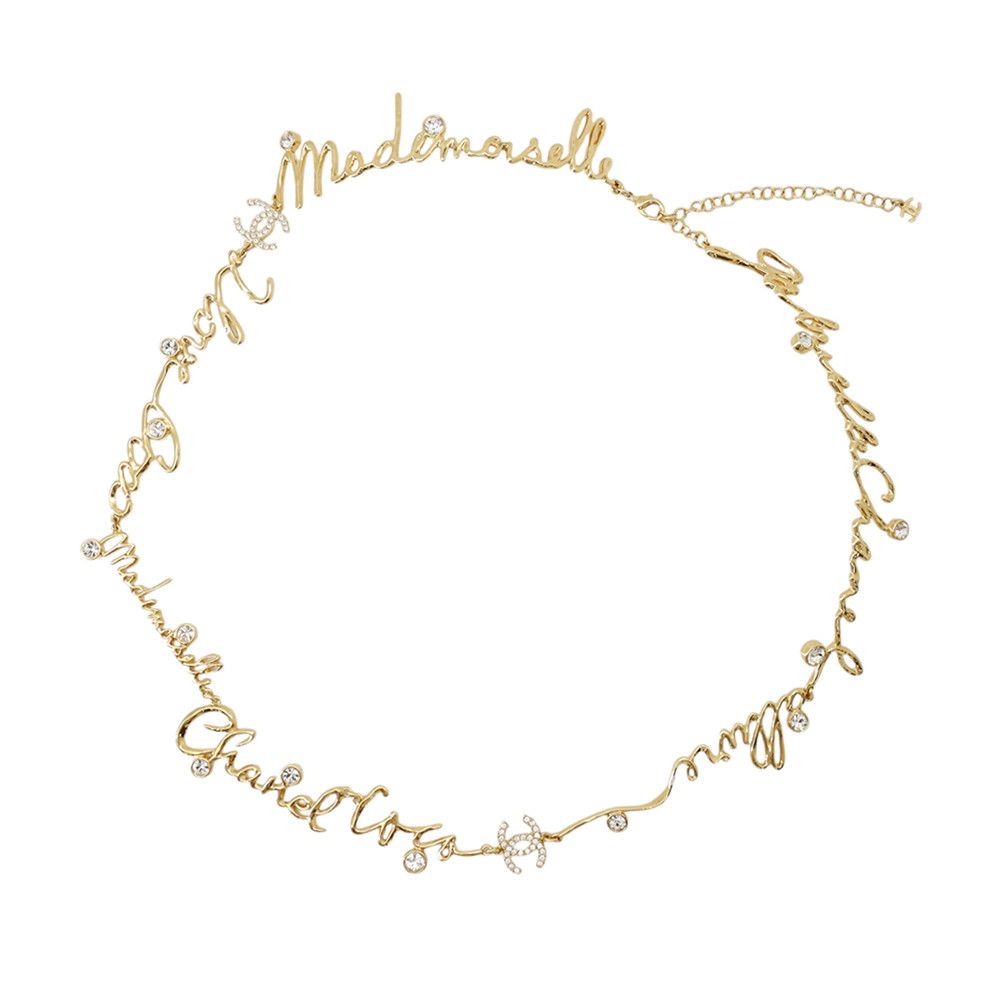 Chanel Necklace I Love CC Logo Rhinestone S Long