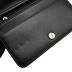 Chanel Chain Wallet CC Logo Faux Pearl Velour Black Shoulder Bag — view 8