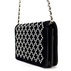 Chanel Chain Wallet CC Logo Faux Pearl Velour Black Shoulder Bag — view 2