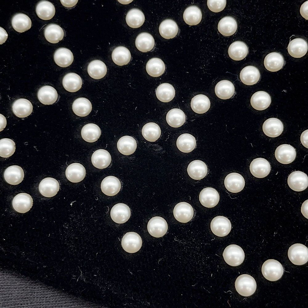Chanel Chain Wallet CC Logo Faux Pearl Velour Black Shoulder Bag — view 7