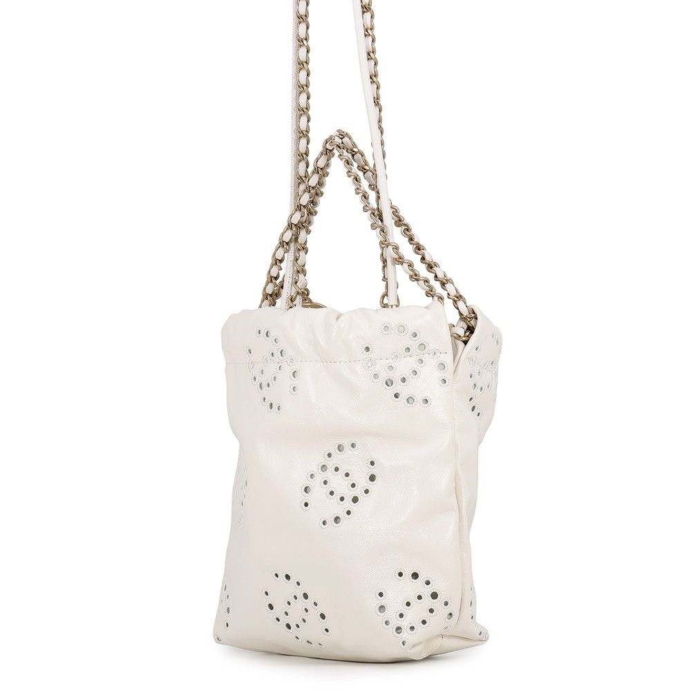 Chanel Handbag 22 Mini Perforated CC Logo Shiny Calf Leather 2-Way White — view 2