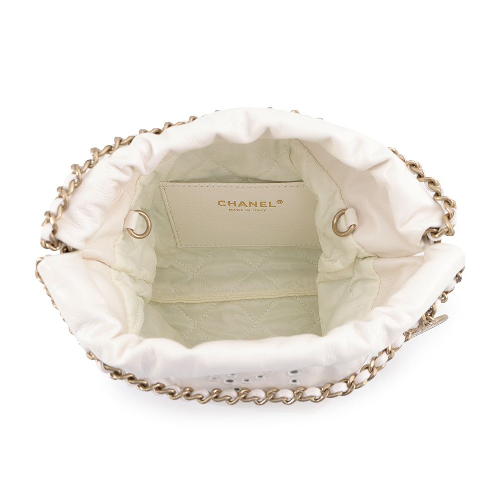 Chanel Handbag 22 Mini Perforated CC Logo Shiny Calf Leather 2-Way White — view 6