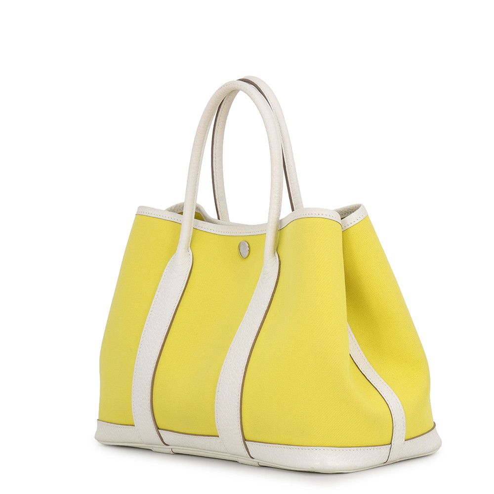 Hermes Tote Bag Garden Party TPM Lime Cles Silver Toile Officier Country — view 2