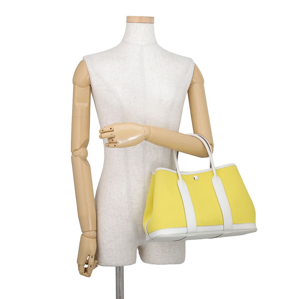 Hermes Tote Bag Garden Party TPM Lime Cles Silver Toile Officier Country — view 4