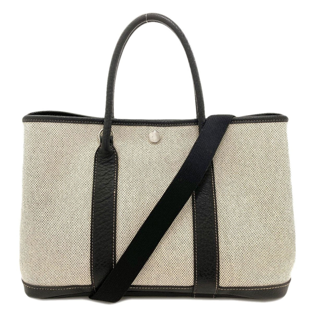 Hermes Garden Party TPM Silver Handbag Toile Ash Buffalo