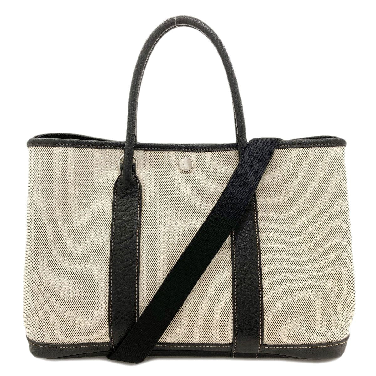 Hermes Garden Party TPM Silver Handbag Toile Ash Buffalo